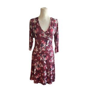Garnet Hill Brianna Surplice Faux Wrap Dress Floral  Sz M Cottagecore Spring